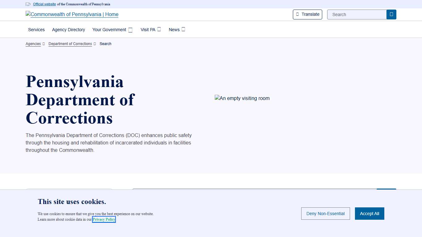 Search Department of Corrections Commonwealth of Pennsylvania