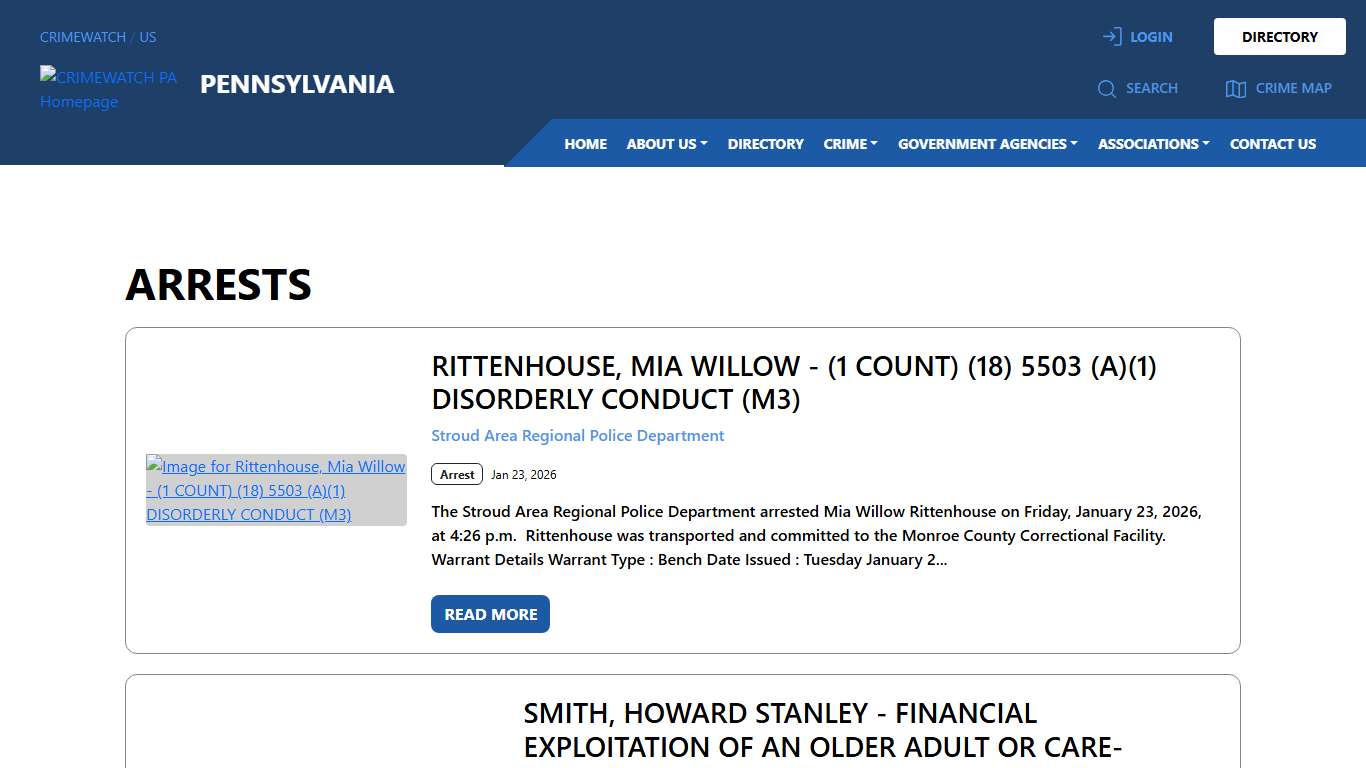 Pennsylvania Arrests CRIMEWATCH